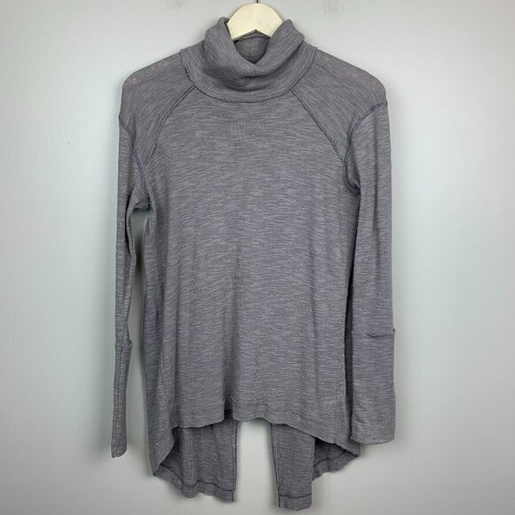We the Free Taupe Heavy Knit Split Back Oversized Turtleneck Top Small - Picture 1 of 8